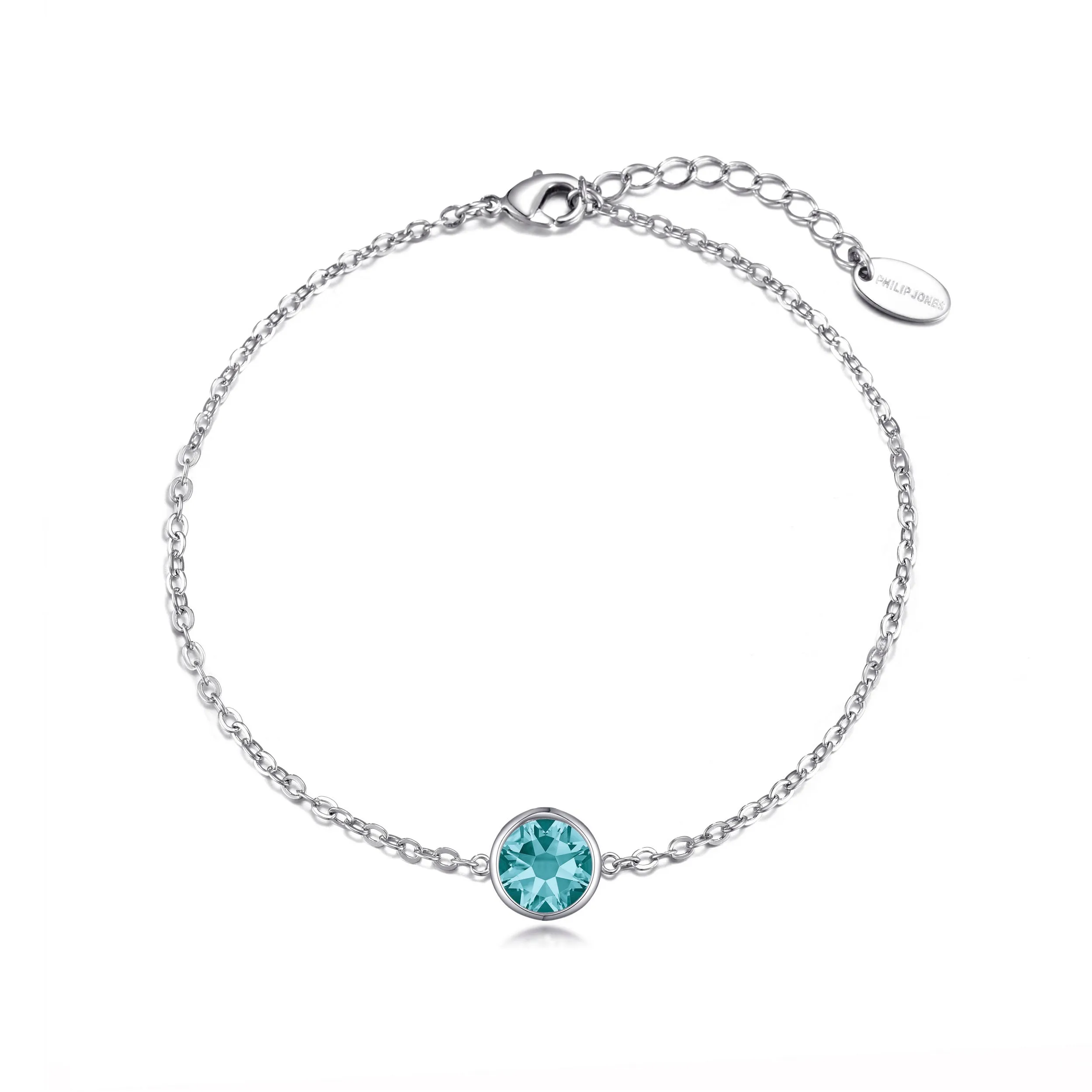 December (Blue Topaz) Birthstone Anklet Created with Zircondia® Crystals