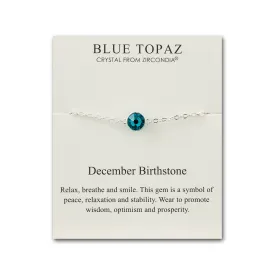 December (Blue Topaz) Birthstone Anklet Created with Zircondia® Crystals