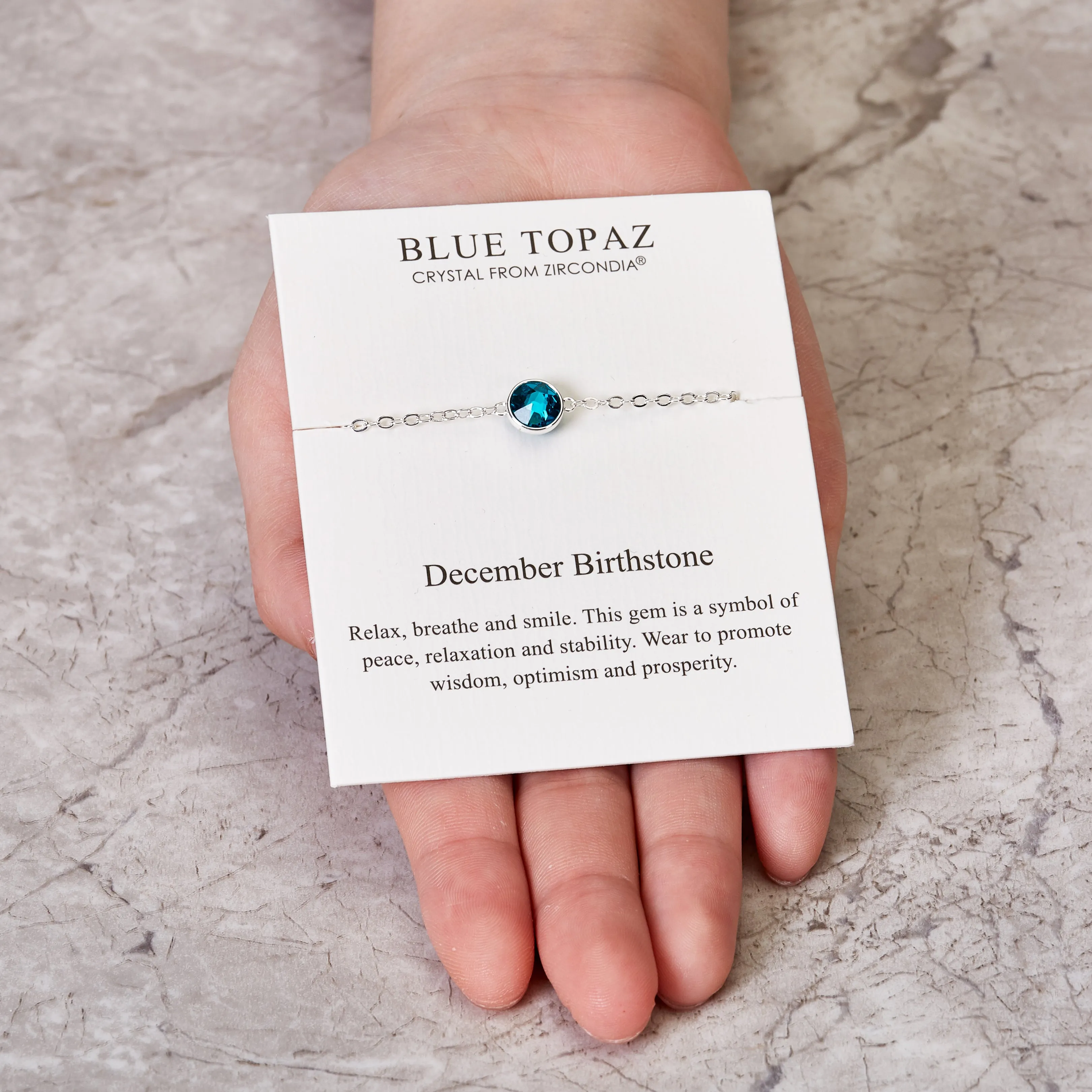 December (Blue Topaz) Birthstone Anklet Created with Zircondia® Crystals