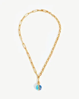 Deconstructed Axiom Sphere Chain Necklace | 18ct Gold Plated / Lapis & Turquoise