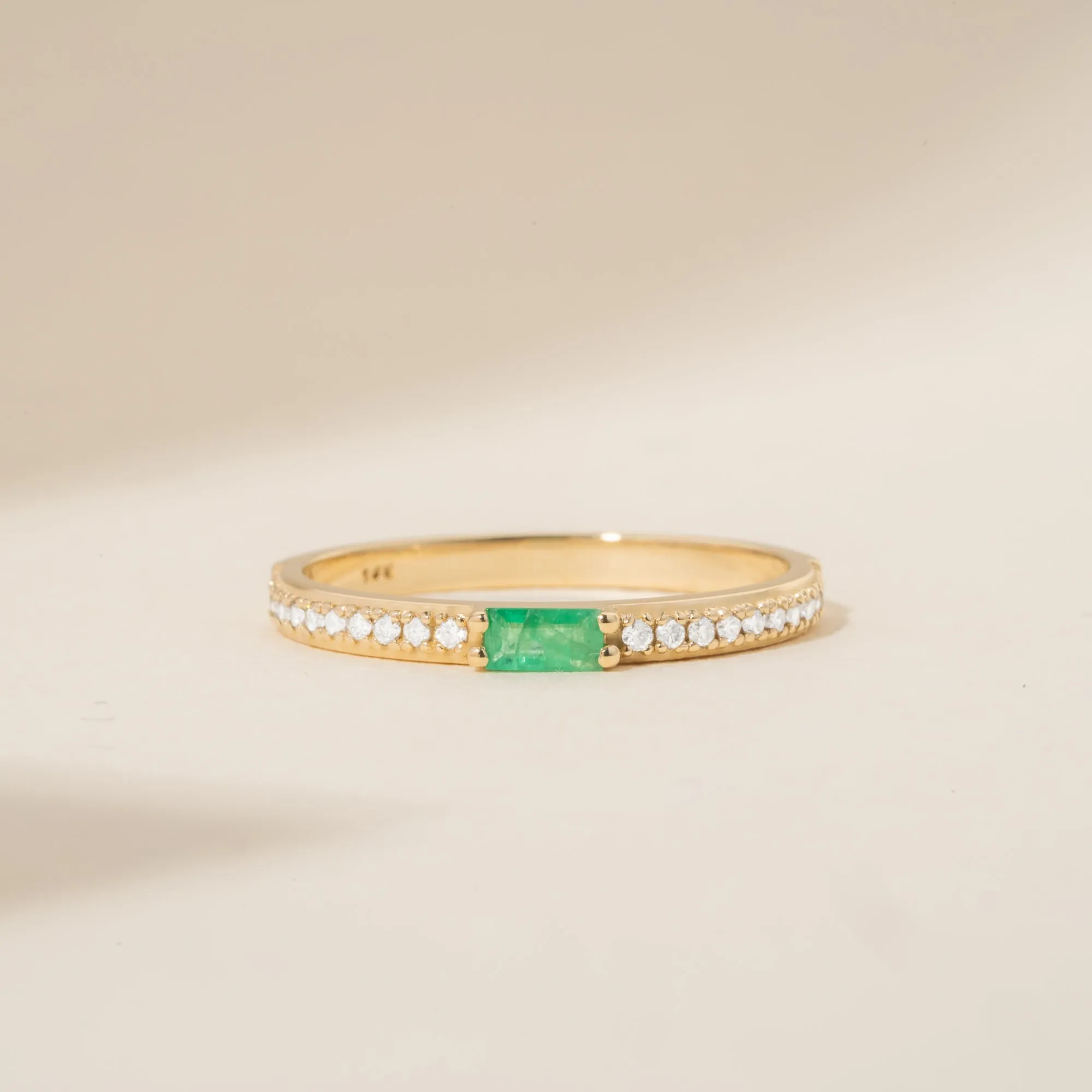 Diamond and Baguette Emerald Ring, Madilyn