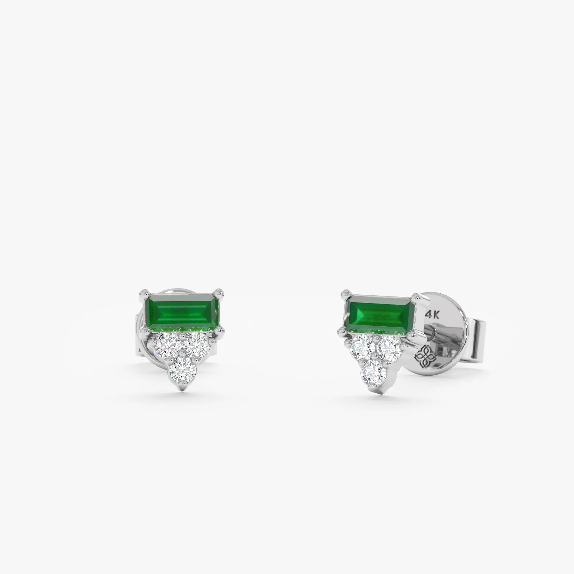 Diamond and Emerald Baguette Studs, Whitney