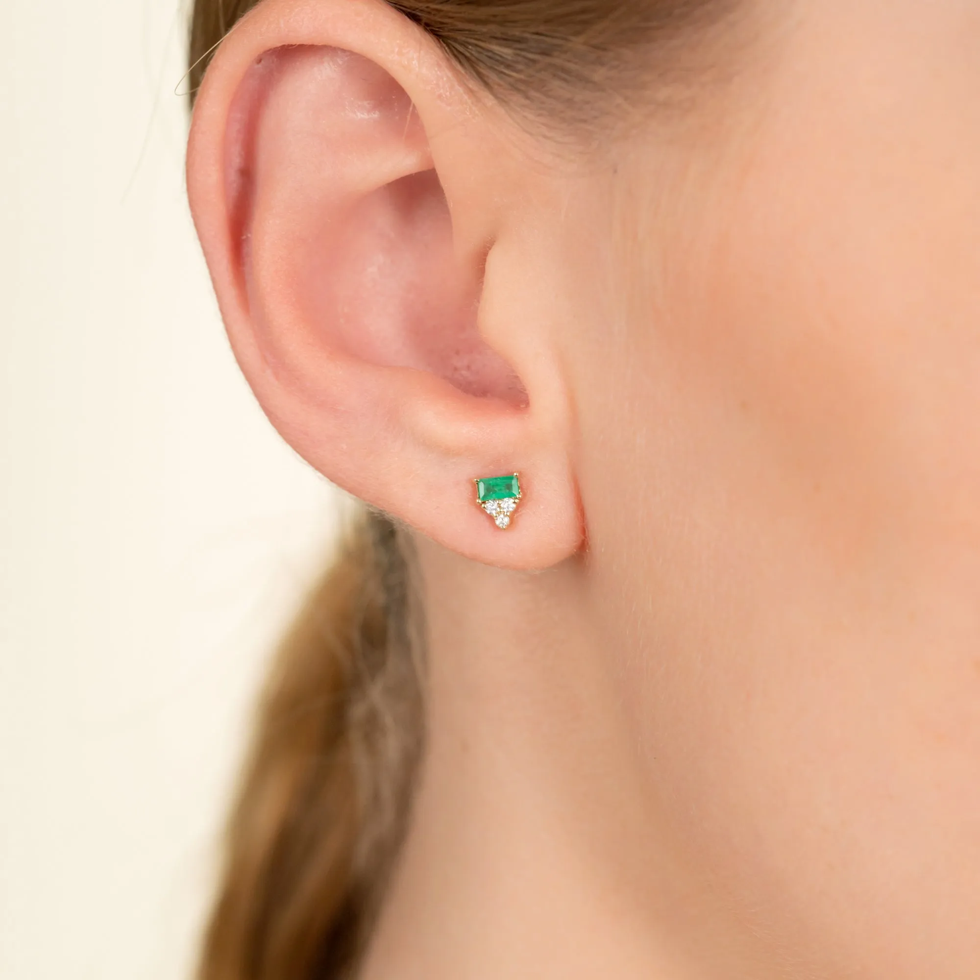 Diamond and Emerald Baguette Studs, Whitney