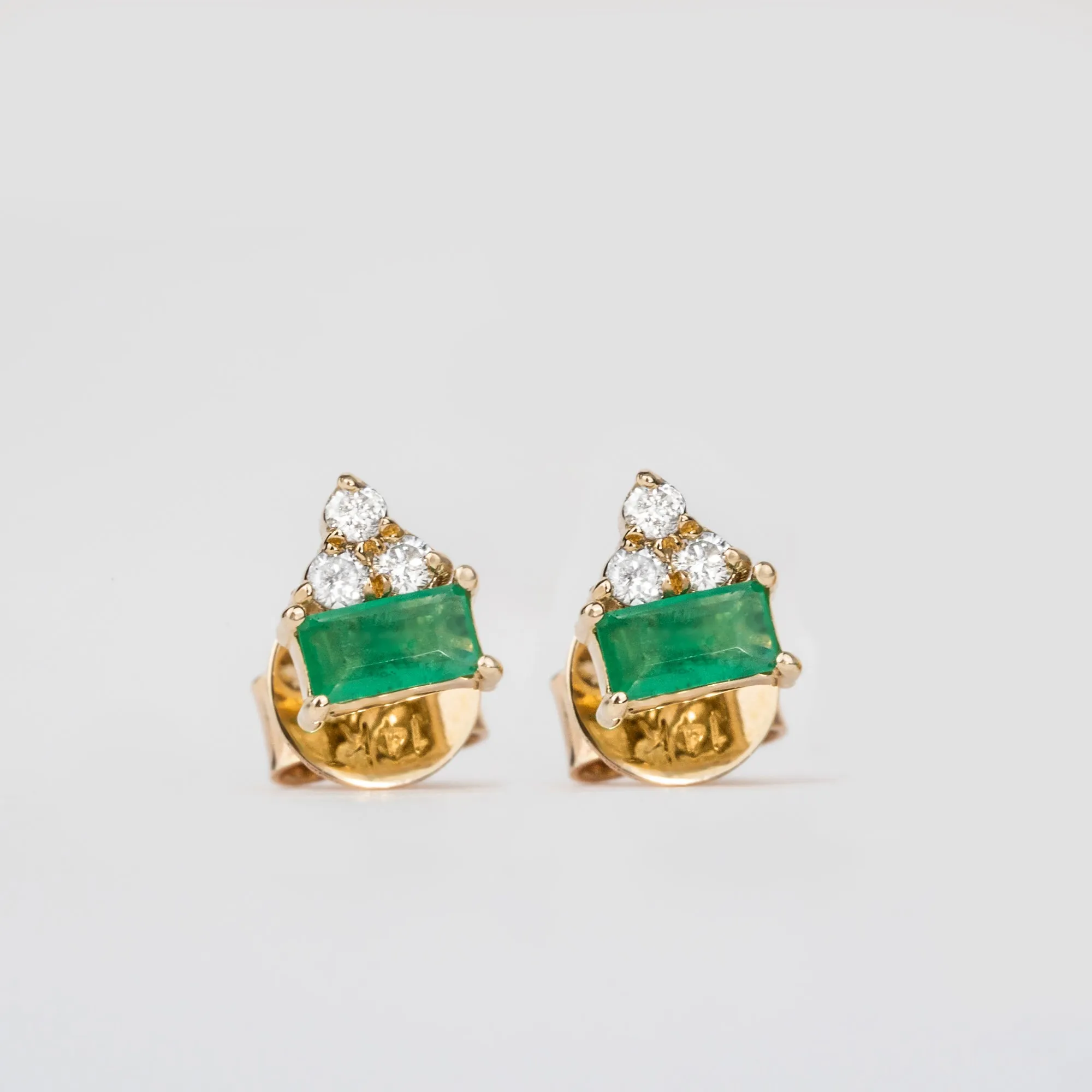 Diamond and Emerald Baguette Studs, Whitney