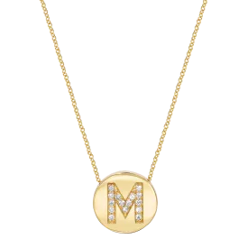 Diamond Initial Coin Necklace