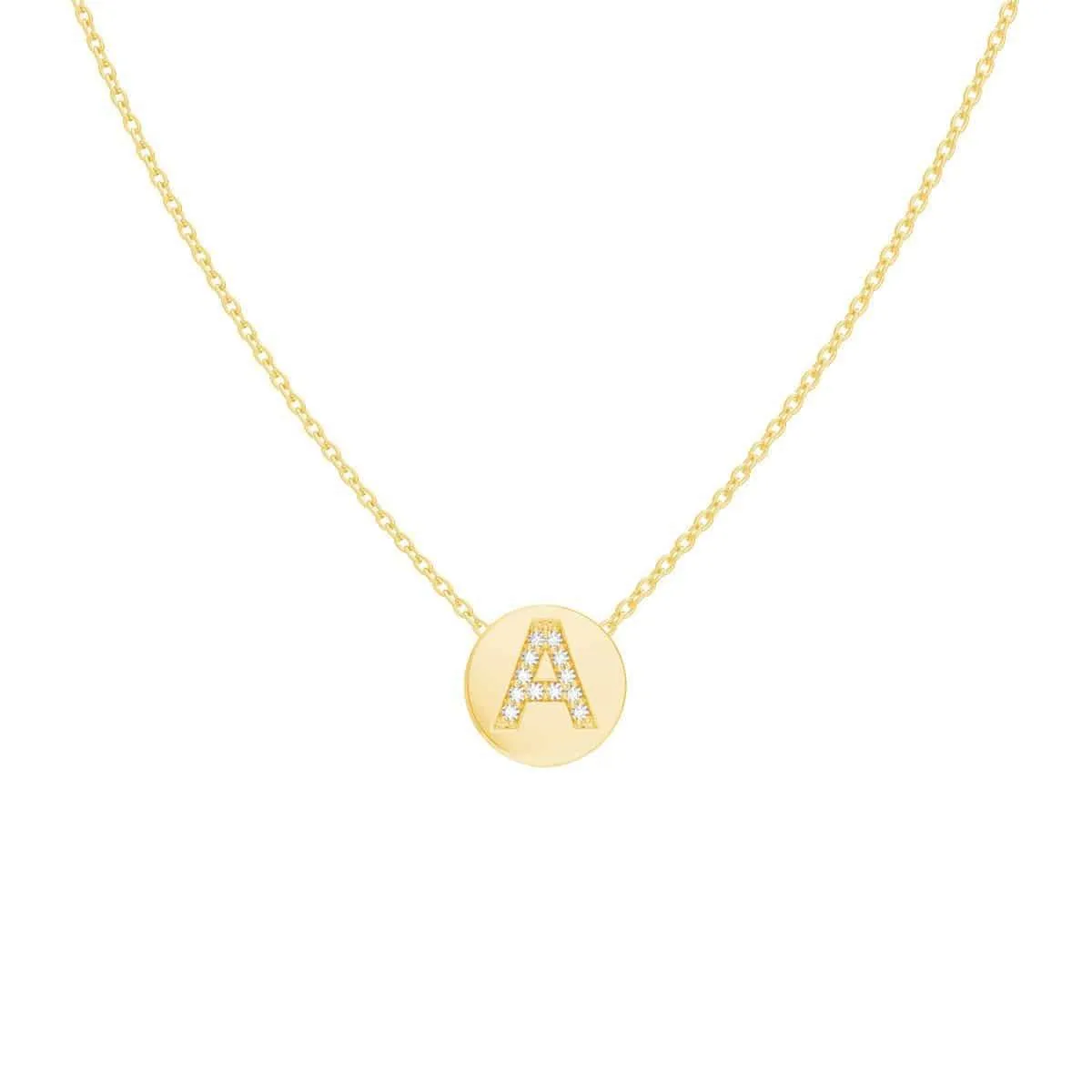 Diamond Initial Coin Necklace