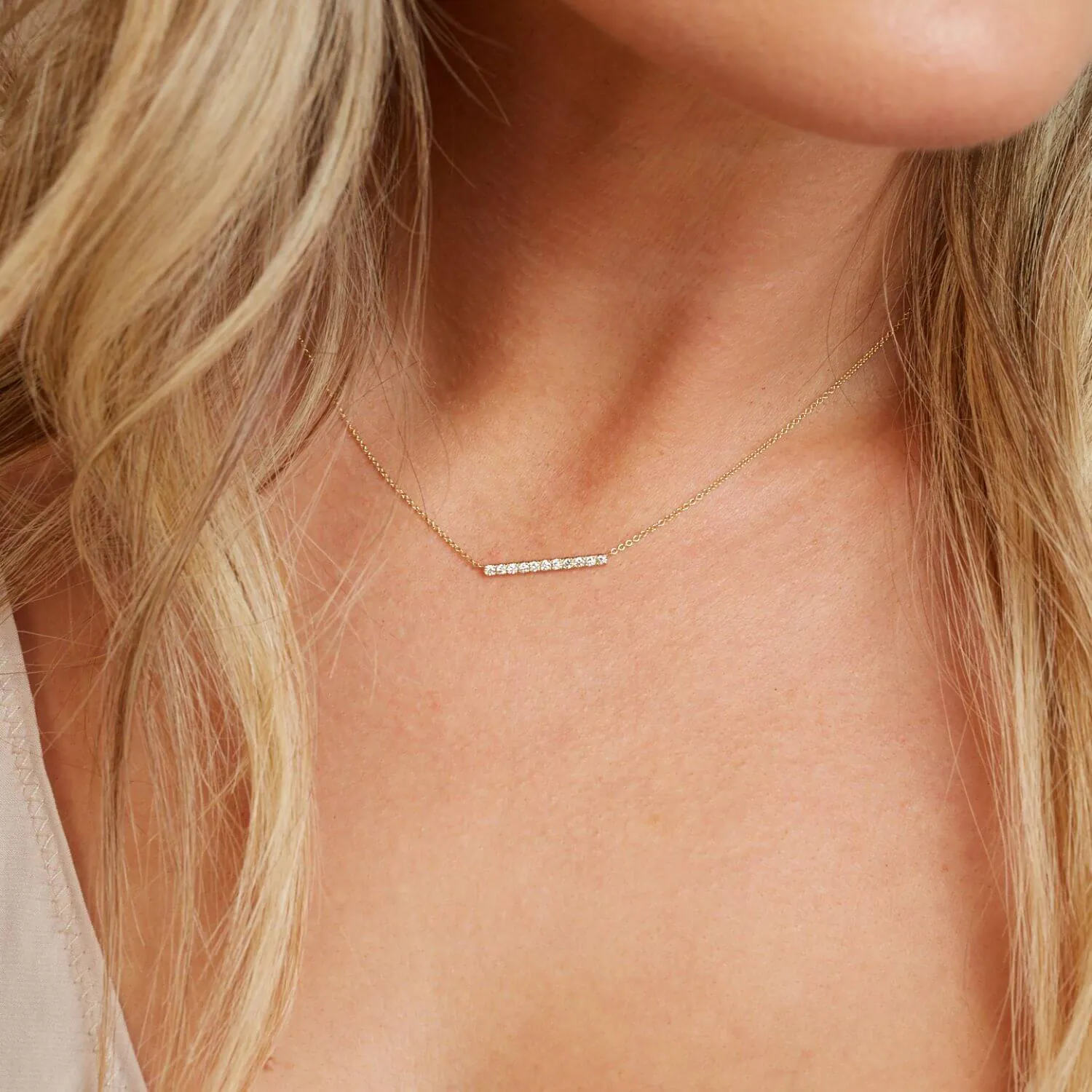 Diamond Pave Bar Necklace