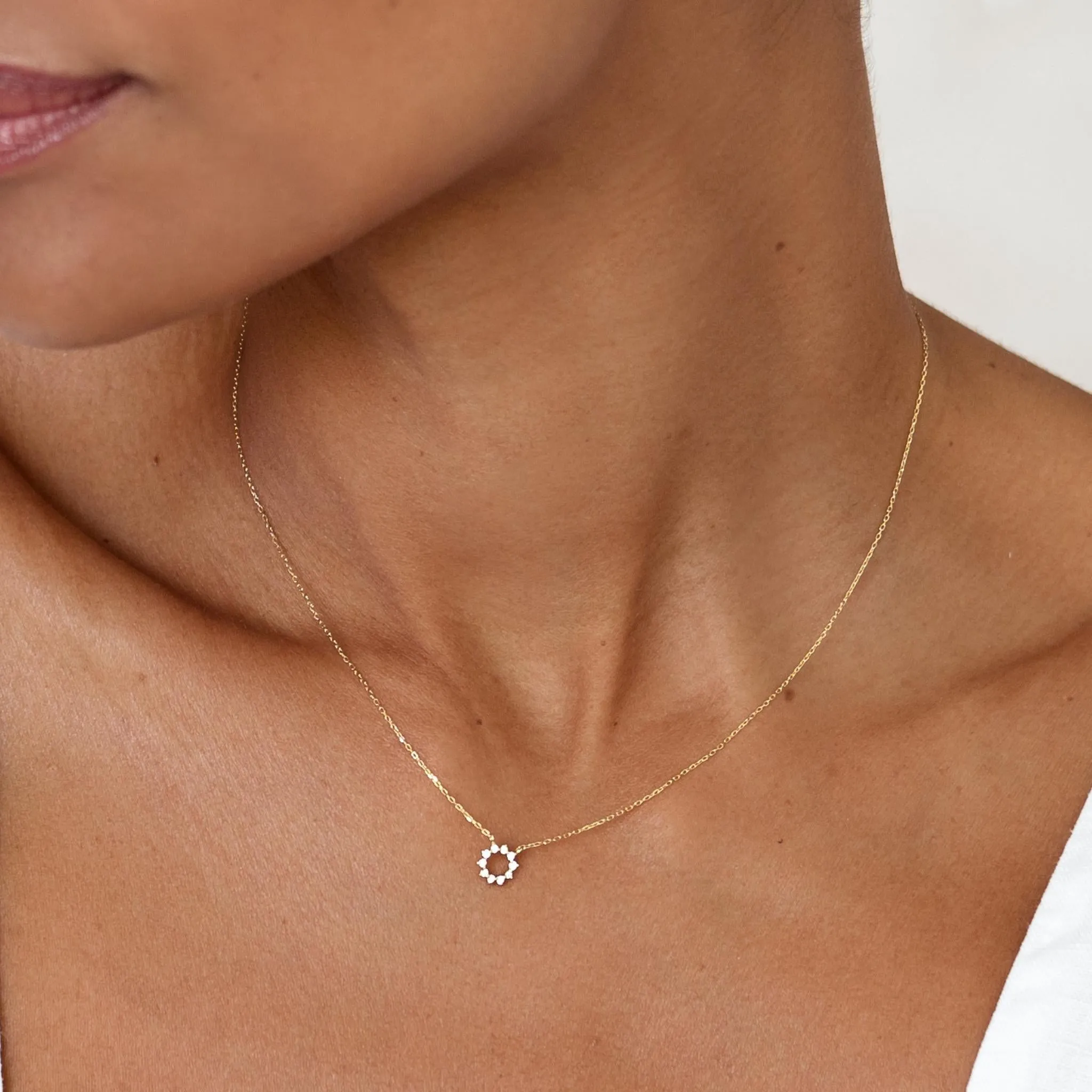 Diamond Sun Necklace 14k Gold - Lova