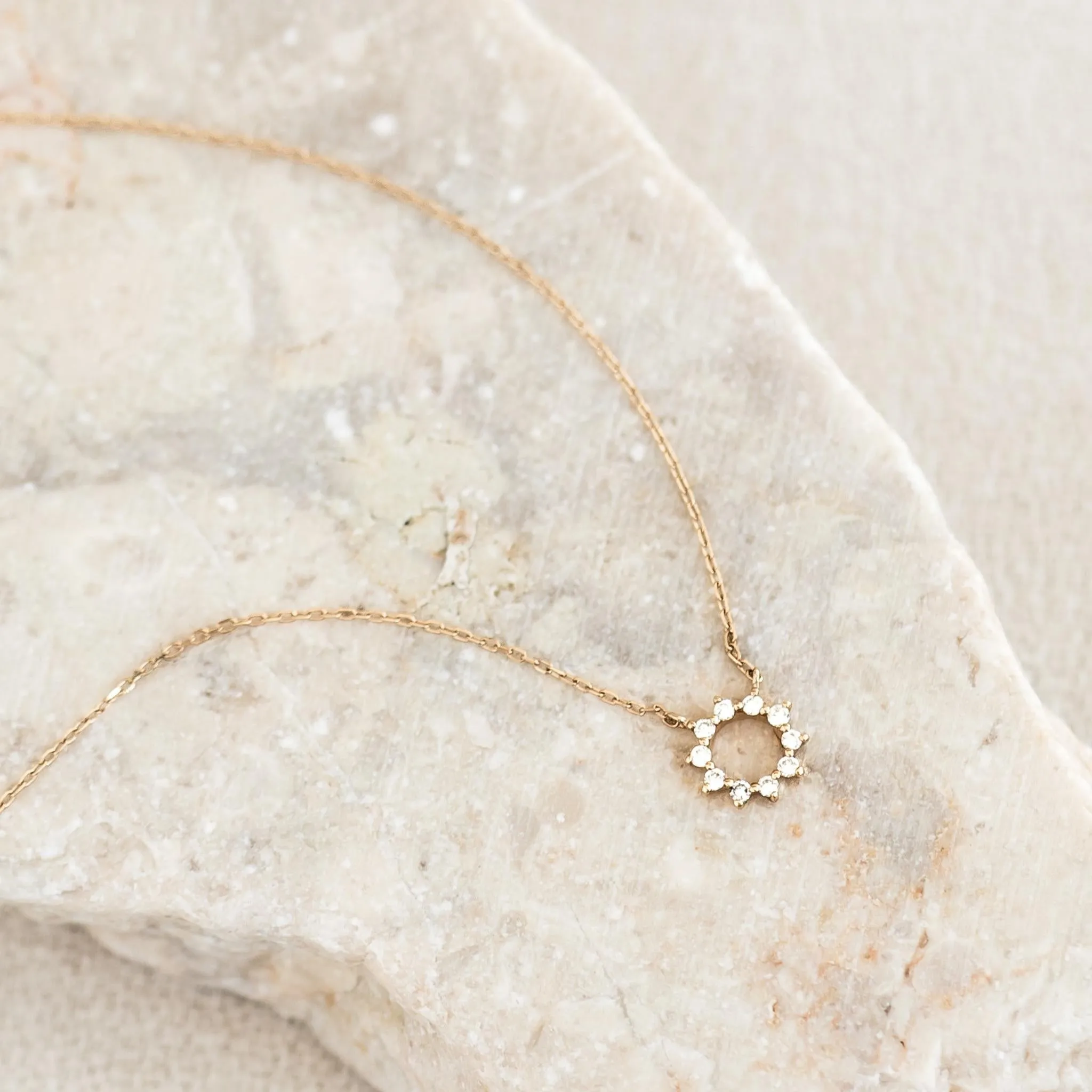 Diamond Sun Necklace 14k Gold - Lova