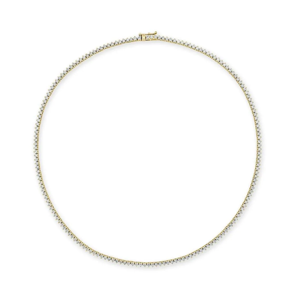 Diamond Tennis Necklace (13.00 ct.) 3 mm 3-Prongs Setting in 14K Gold