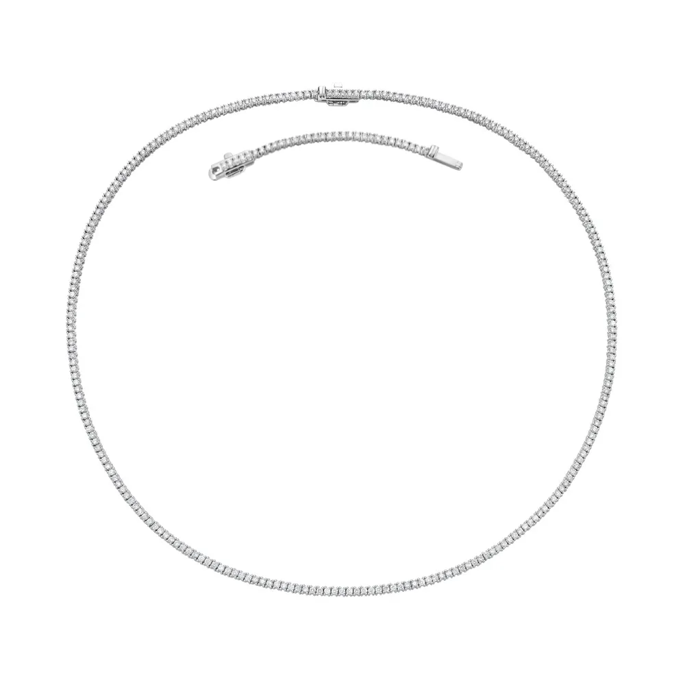 Diamond Tennis Necklace (4.00 ct.) 2.20 mm 4-Prongs Setting in 14K Gold   Chain Extender