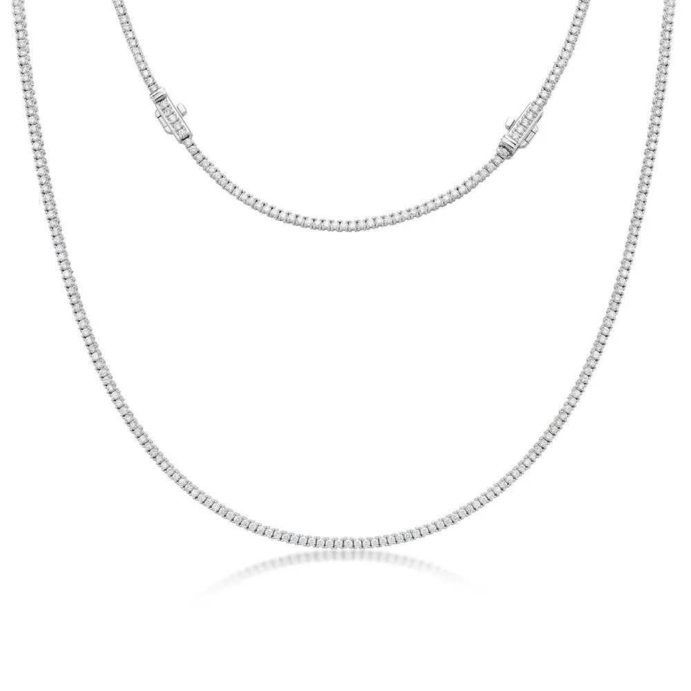 Diamond Tennis Necklace (4.00 ct.) 2.20 mm 4-Prongs Setting in 14K Gold   Chain Extender