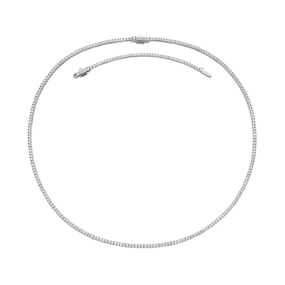 Diamond Tennis Necklace (4.00 ct.) 2.20 mm 4-Prongs Setting in 14K Gold   Chain Extender