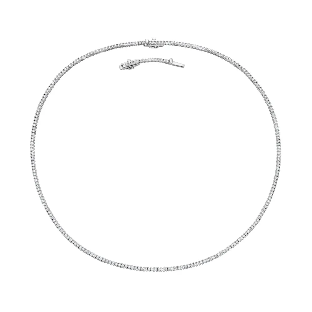 Diamond Tennis Necklace (4.00 ct.) 2.20 mm 4-Prongs Setting in 14K Gold   Chain Extender