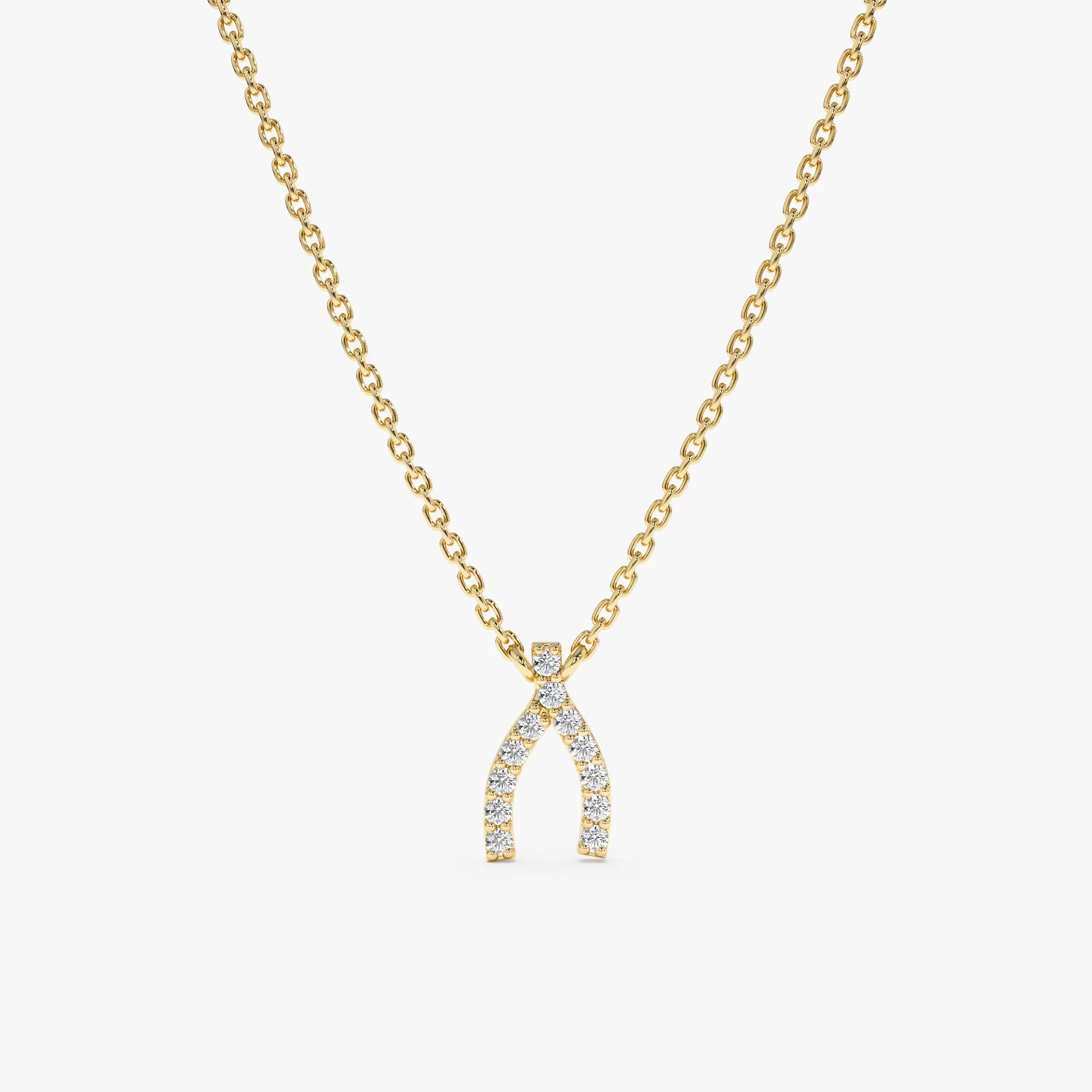 Diamond Wishbone Necklace, Luckiest