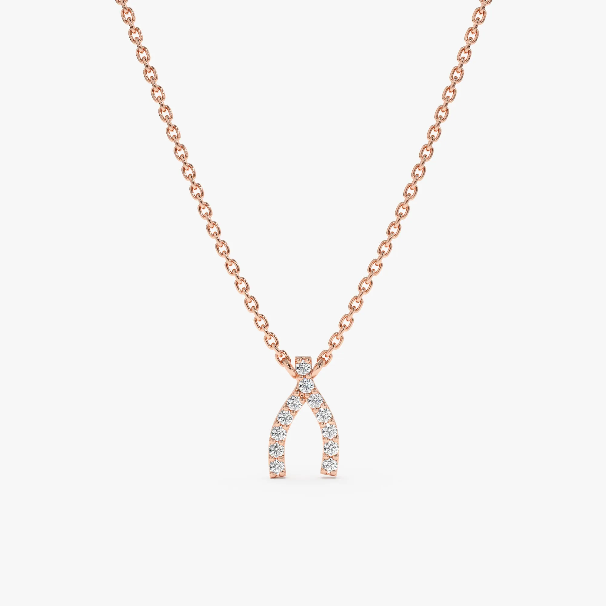 Diamond Wishbone Necklace, Luckiest