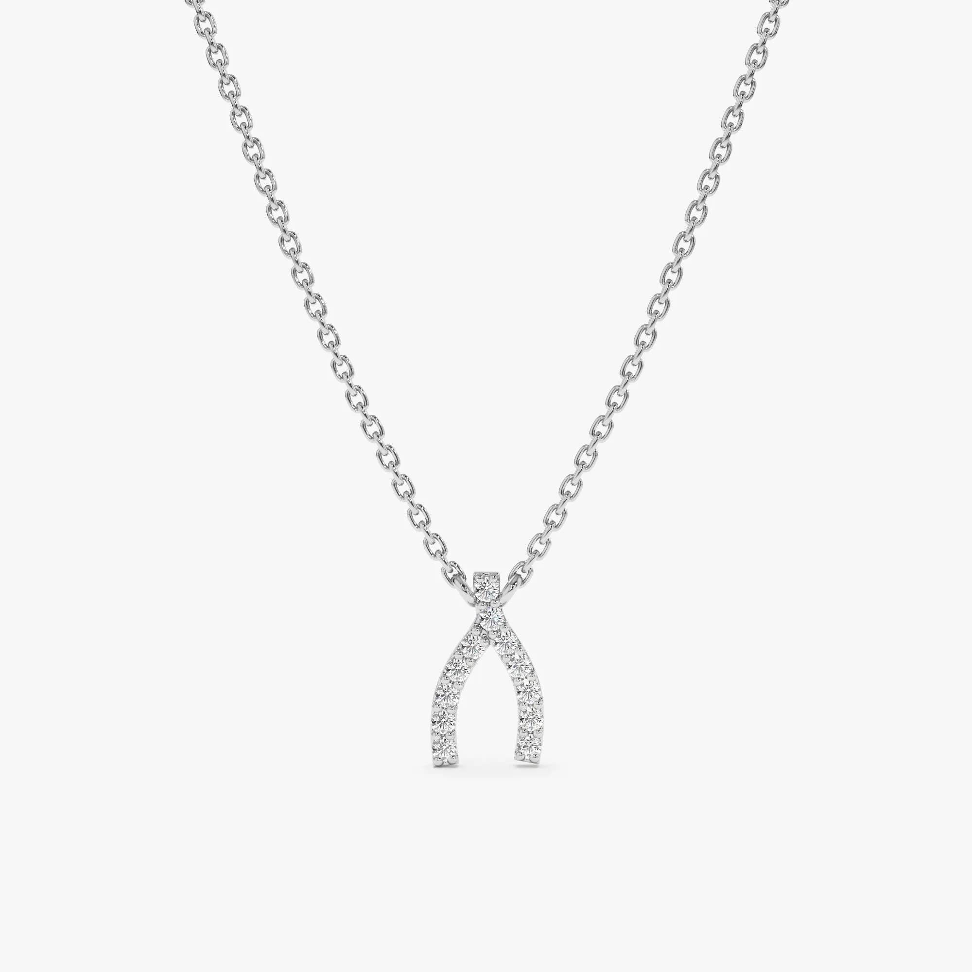 Diamond Wishbone Necklace, Luckiest