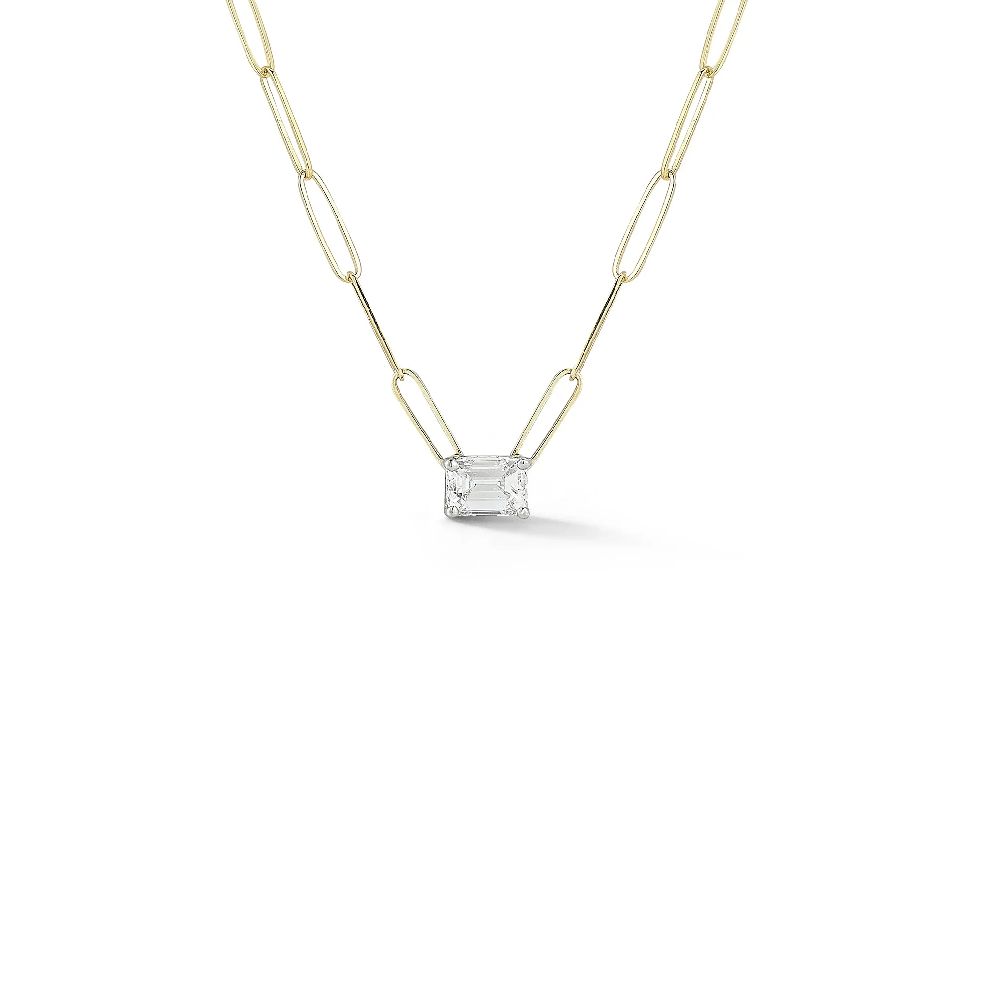 DRD 1.00 ct. Emerald Cut Diamond Solitaire Paperclip Necklace