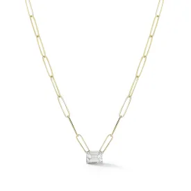 DRD 1.00 ct. Emerald Cut Diamond Solitaire Paperclip Necklace