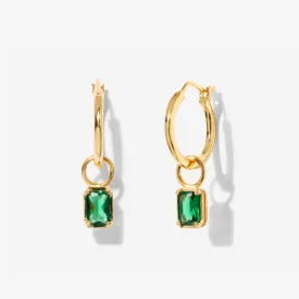 Emerald Baguette Hoops