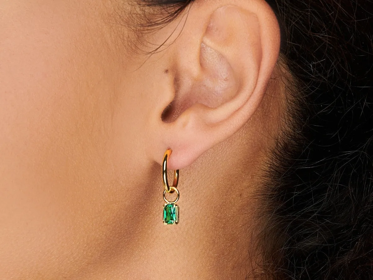 Emerald Baguette Hoops