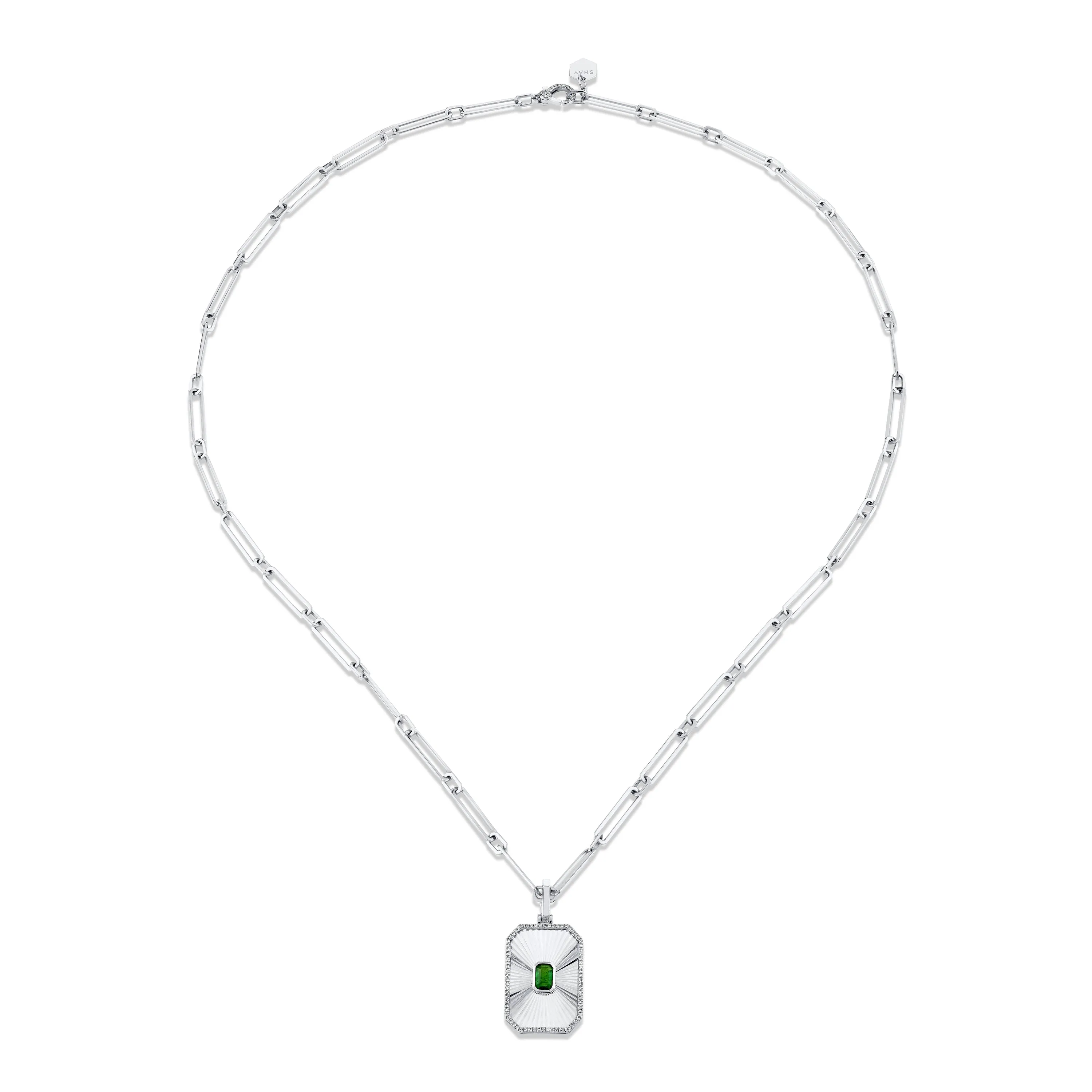 EMERALD RADIANT DECO PENDANT NECKLACE