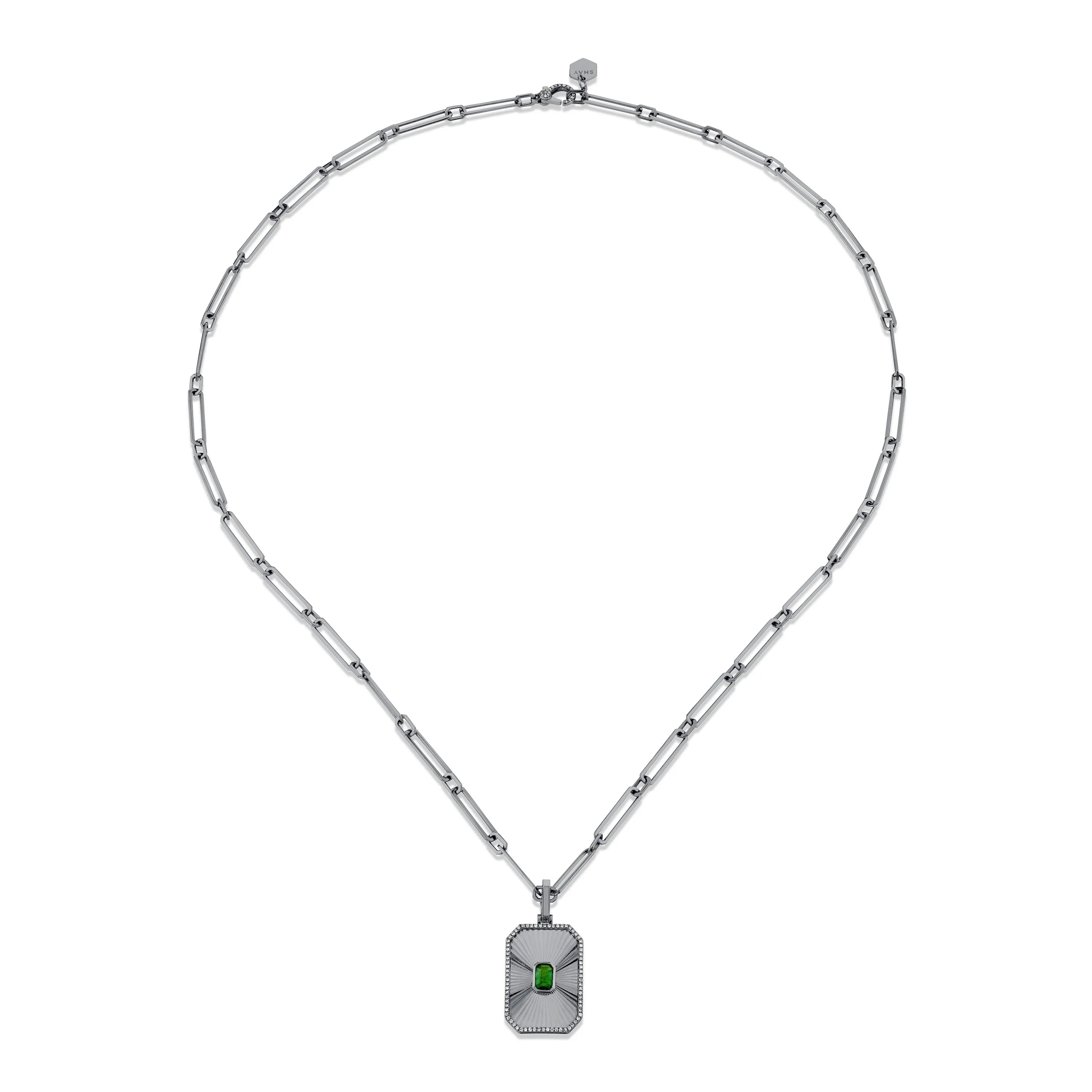 EMERALD RADIANT DECO PENDANT NECKLACE