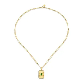 EMERALD RADIANT DECO PENDANT NECKLACE