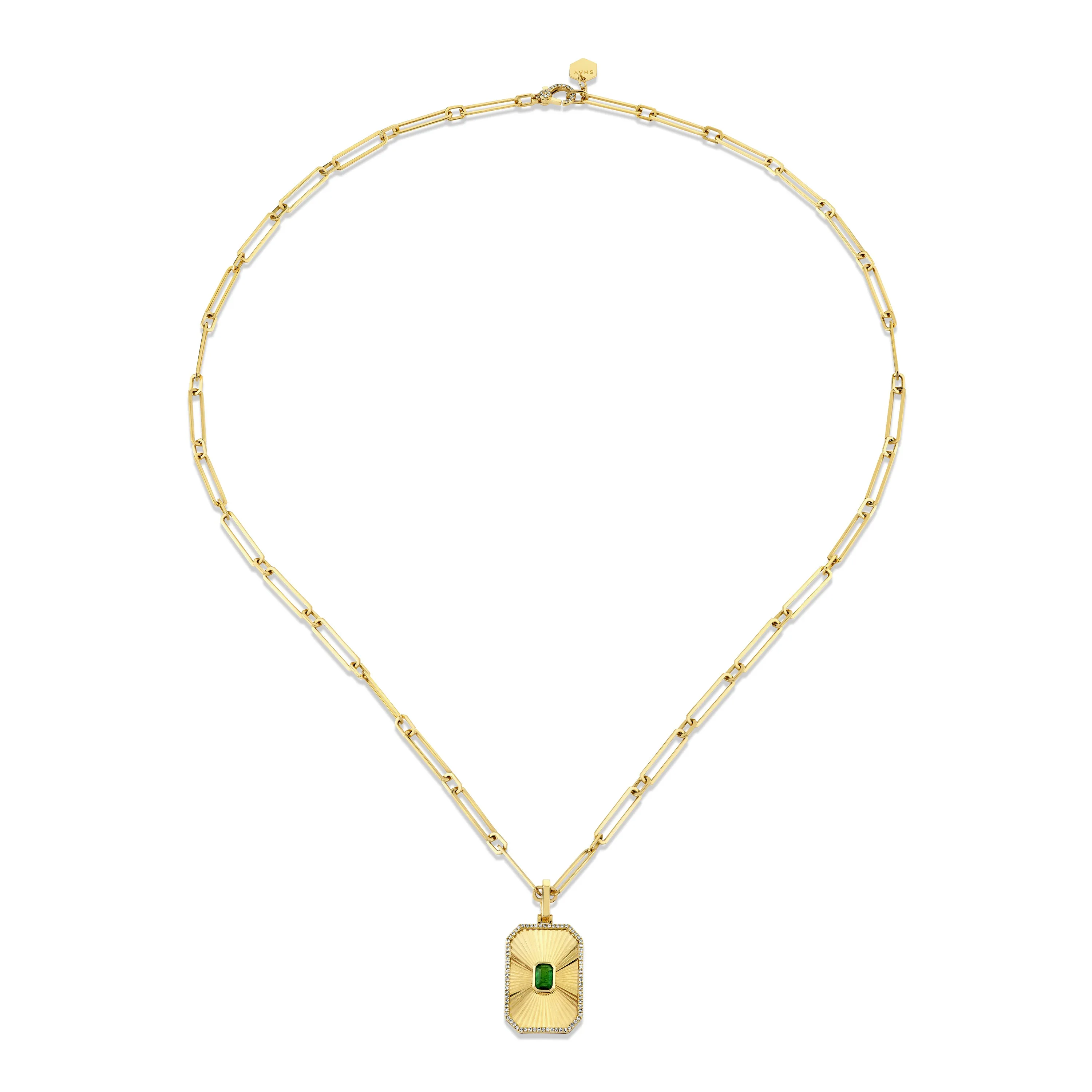 EMERALD RADIANT DECO PENDANT NECKLACE