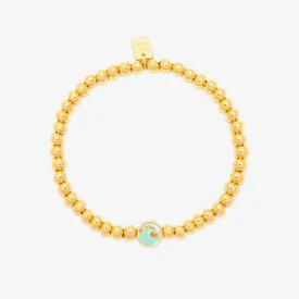 Enamel Wave Gold Bead Stretch Bracelet