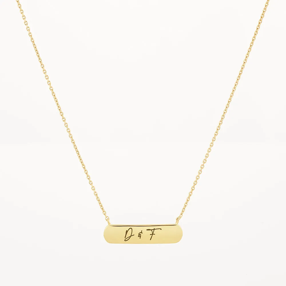 Engravable Horizontal Bar Necklace in Gold