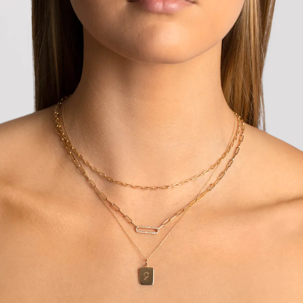 Engravable Rectangle Necklace in 10k Gold