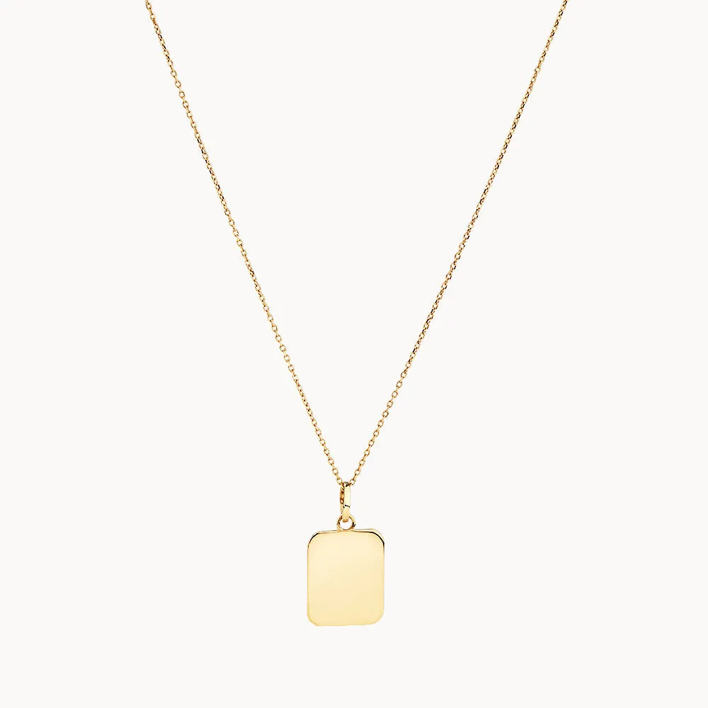 Engravable Rectangle Necklace in 10k Gold