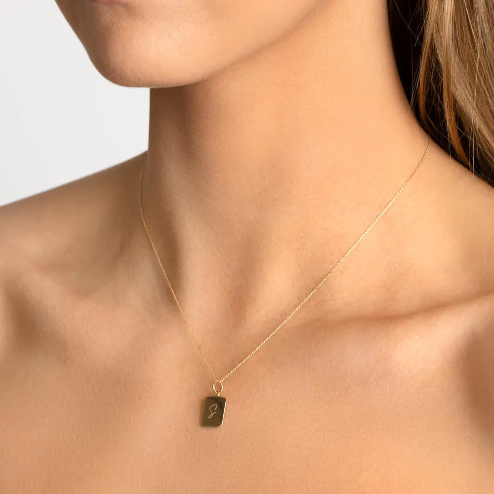 Engravable Rectangle Necklace in 10k Gold