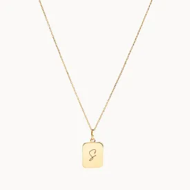 Engravable Rectangle Necklace in 10k Gold