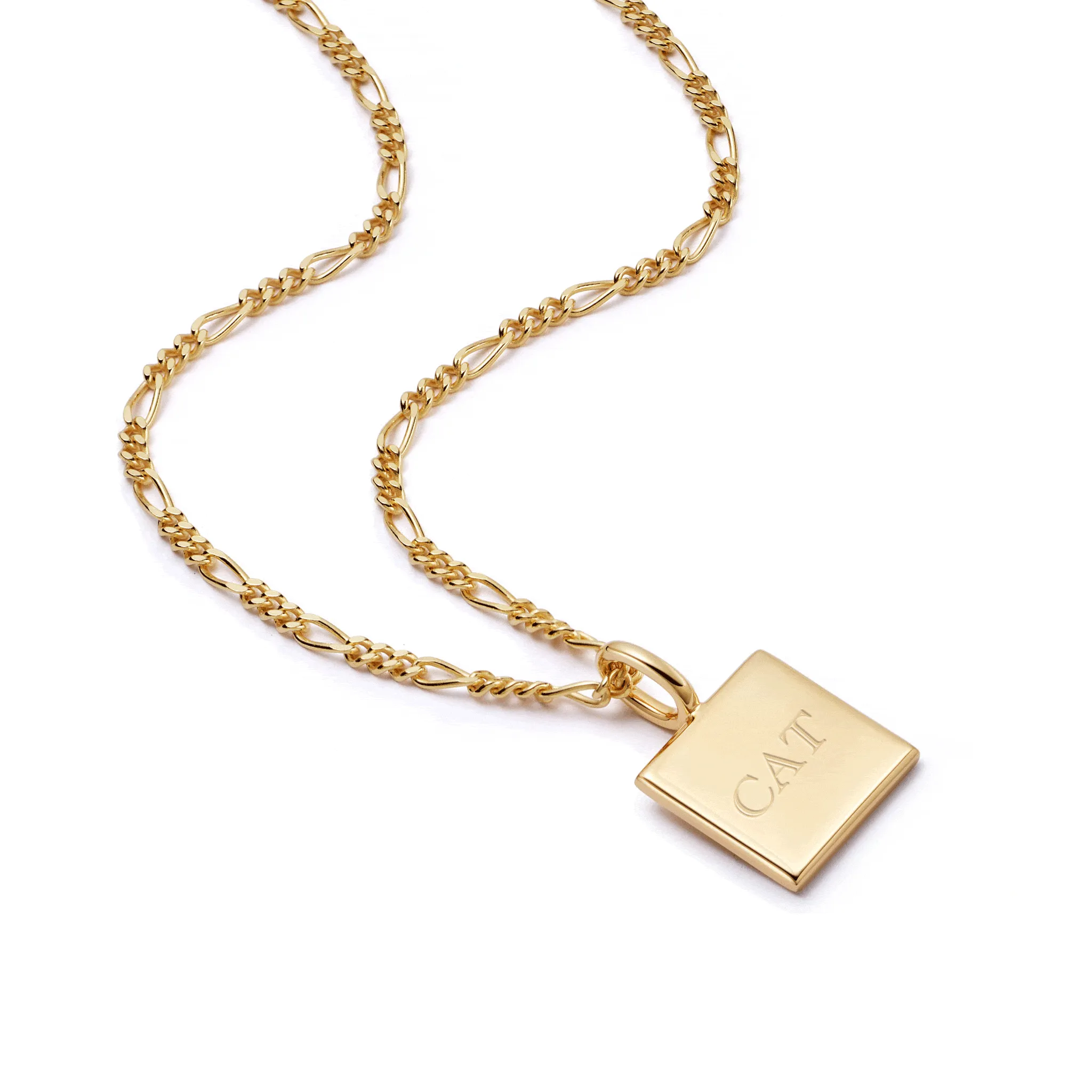 Engravable Square Pendant Necklace 18ct Gold Plate