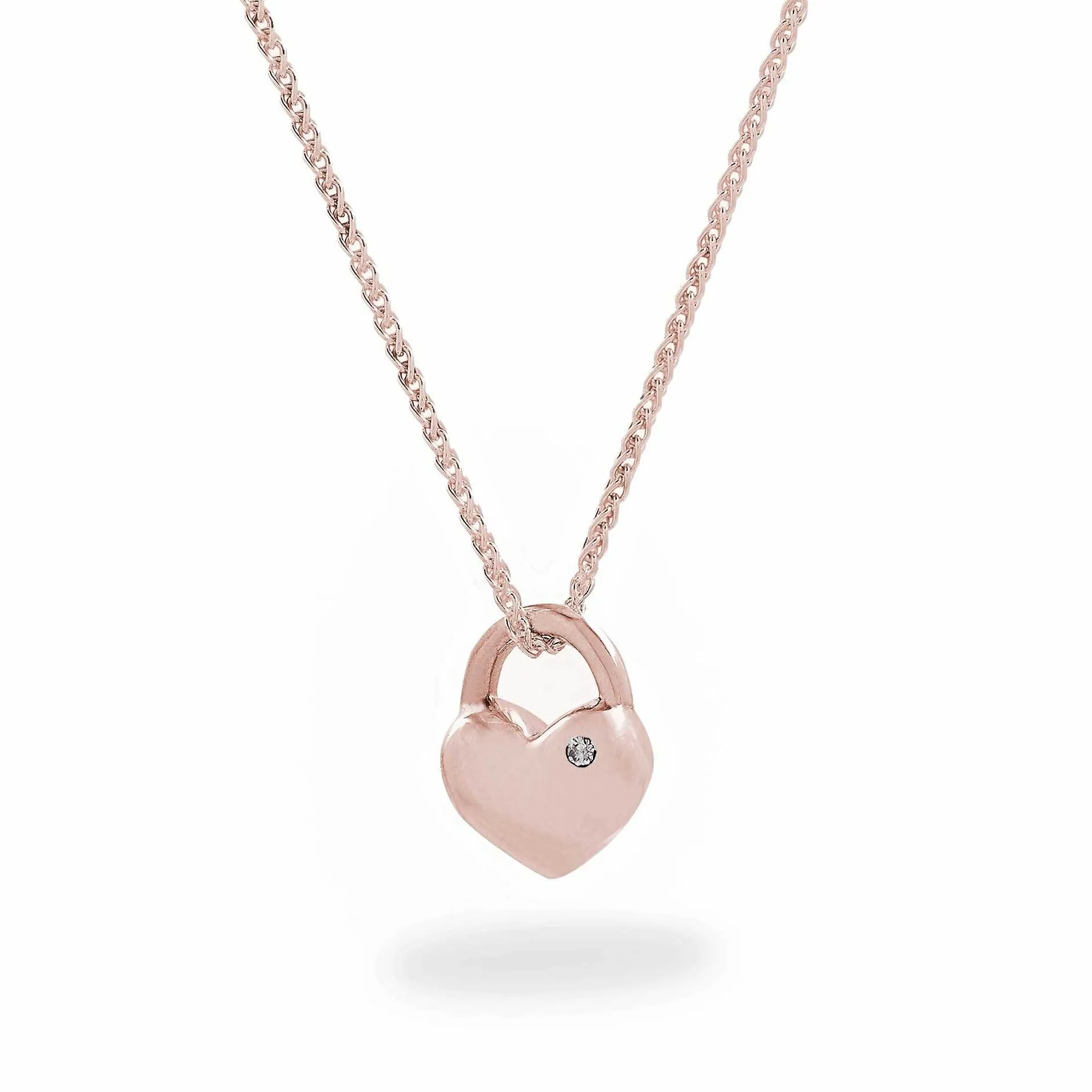 Eternal Heart Diamond Set Solid Rose Gold Necklace