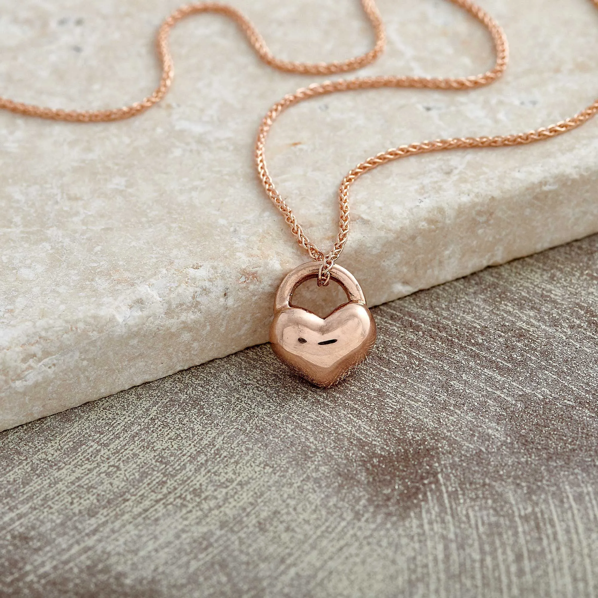 Eternal Heart Solid Rose Gold Necklace