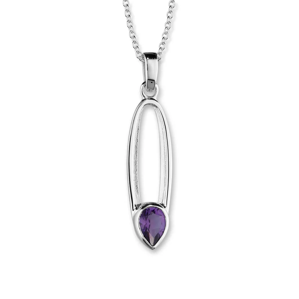 February Birthstone Silver Pendant CP331 Amethyst