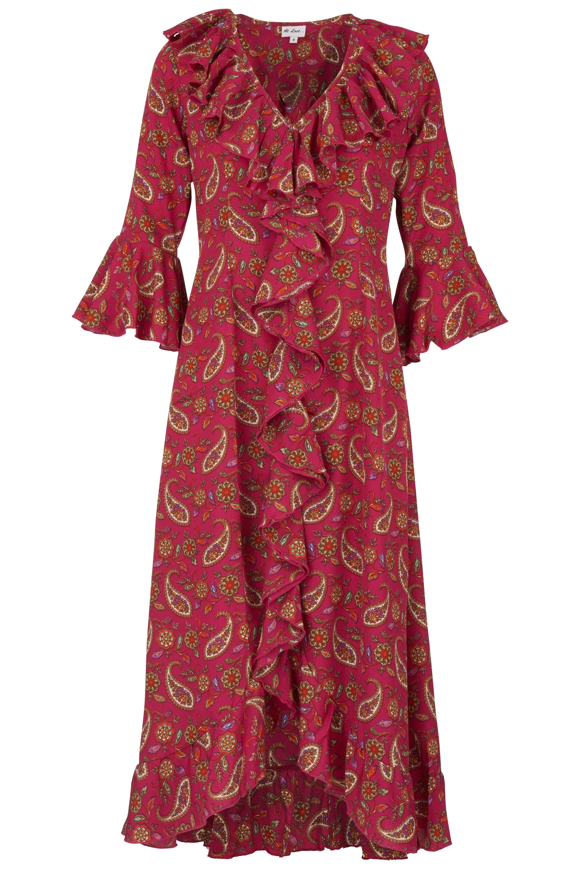 Felicity Midi Dress in Hot Pink Paisley