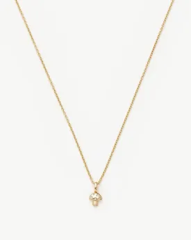 Fine Diamond Mushroom Mini Pendant Necklace | 14ct Solid Gold/Diamond