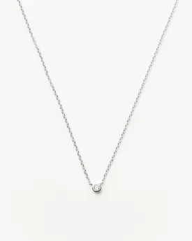 Fine Diamond Solitaire Pendant Necklace | 14ct Solid White Gold/Diamond