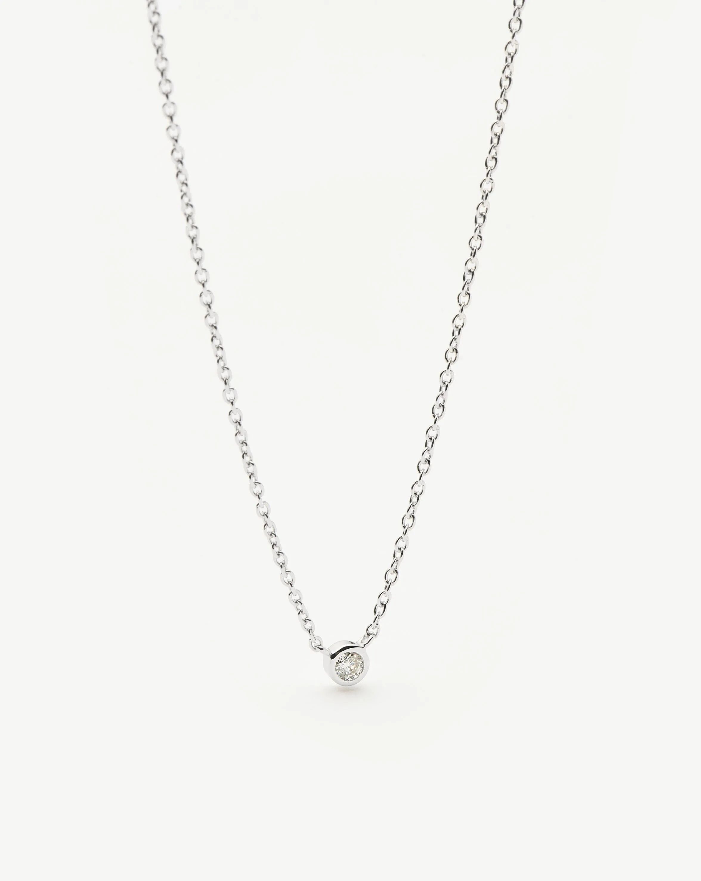 Fine Diamond Solitaire Pendant Necklace | 14ct Solid White Gold/Diamond