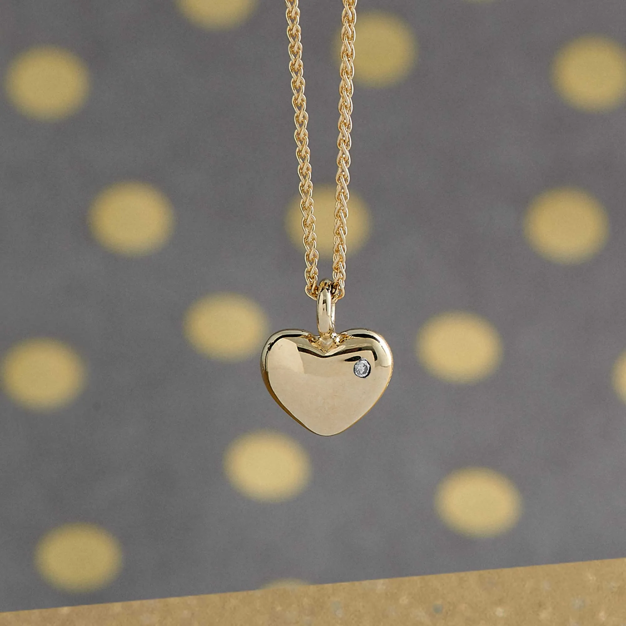 Forever Heart Diamond Set Solid Gold Necklace