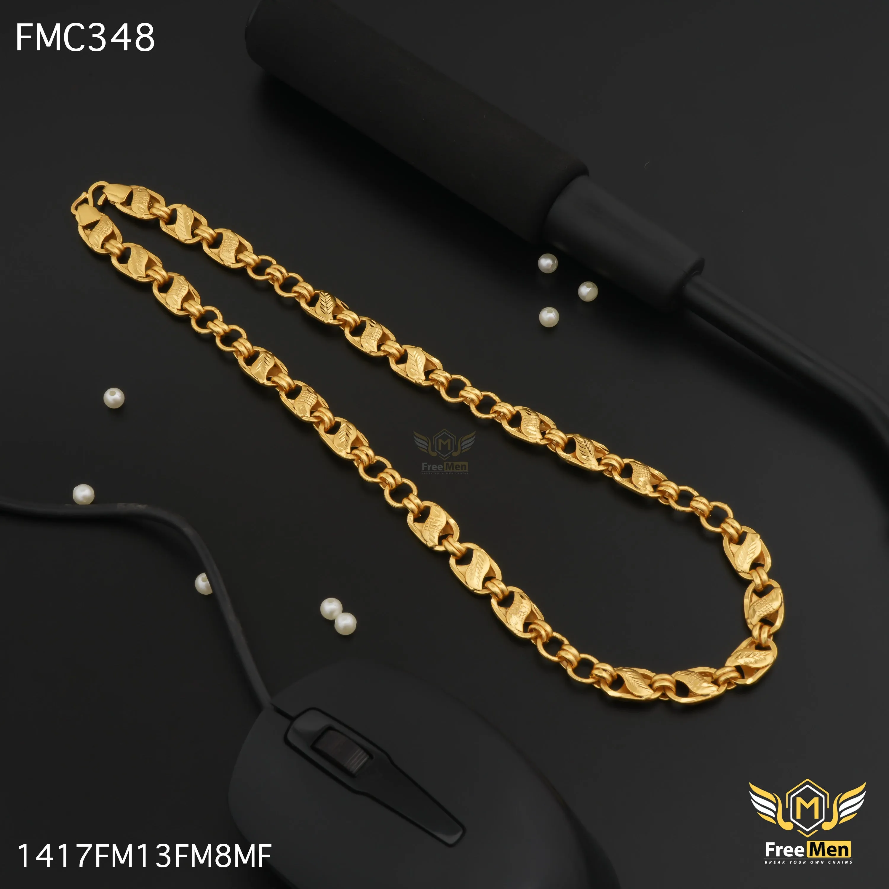 Freemen Cross Leaf Double Ring Chain Design For Men - FMC348