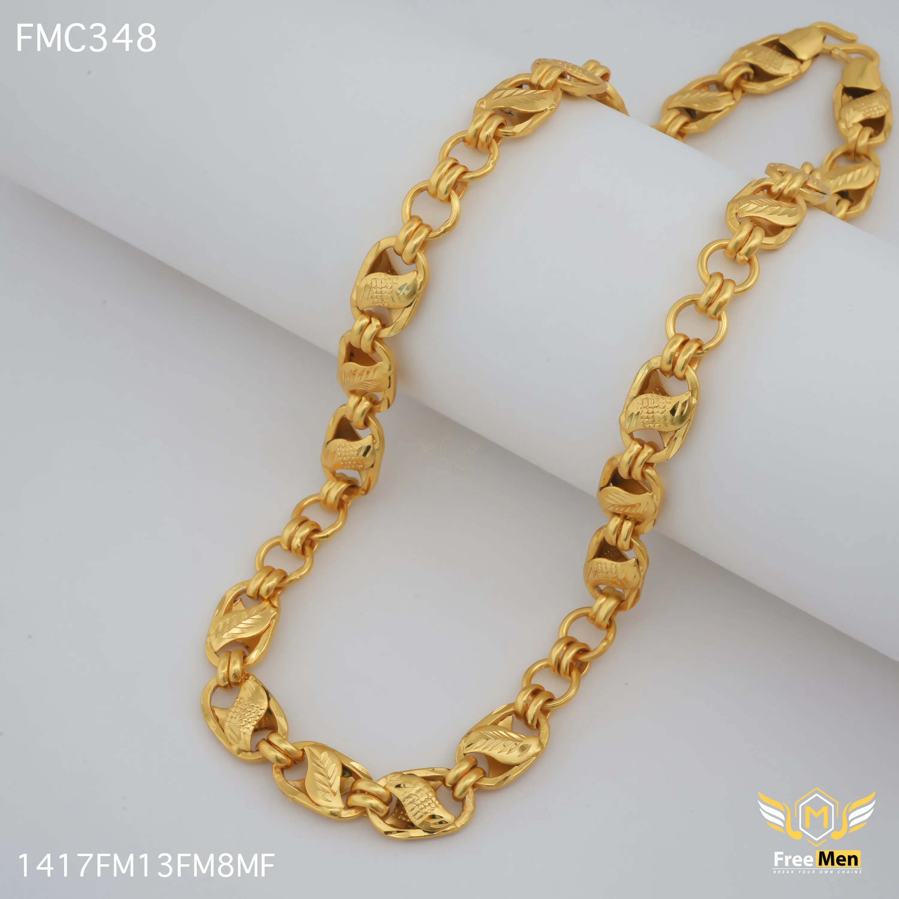 Freemen Cross Leaf Double Ring Chain Design For Men - FMC348