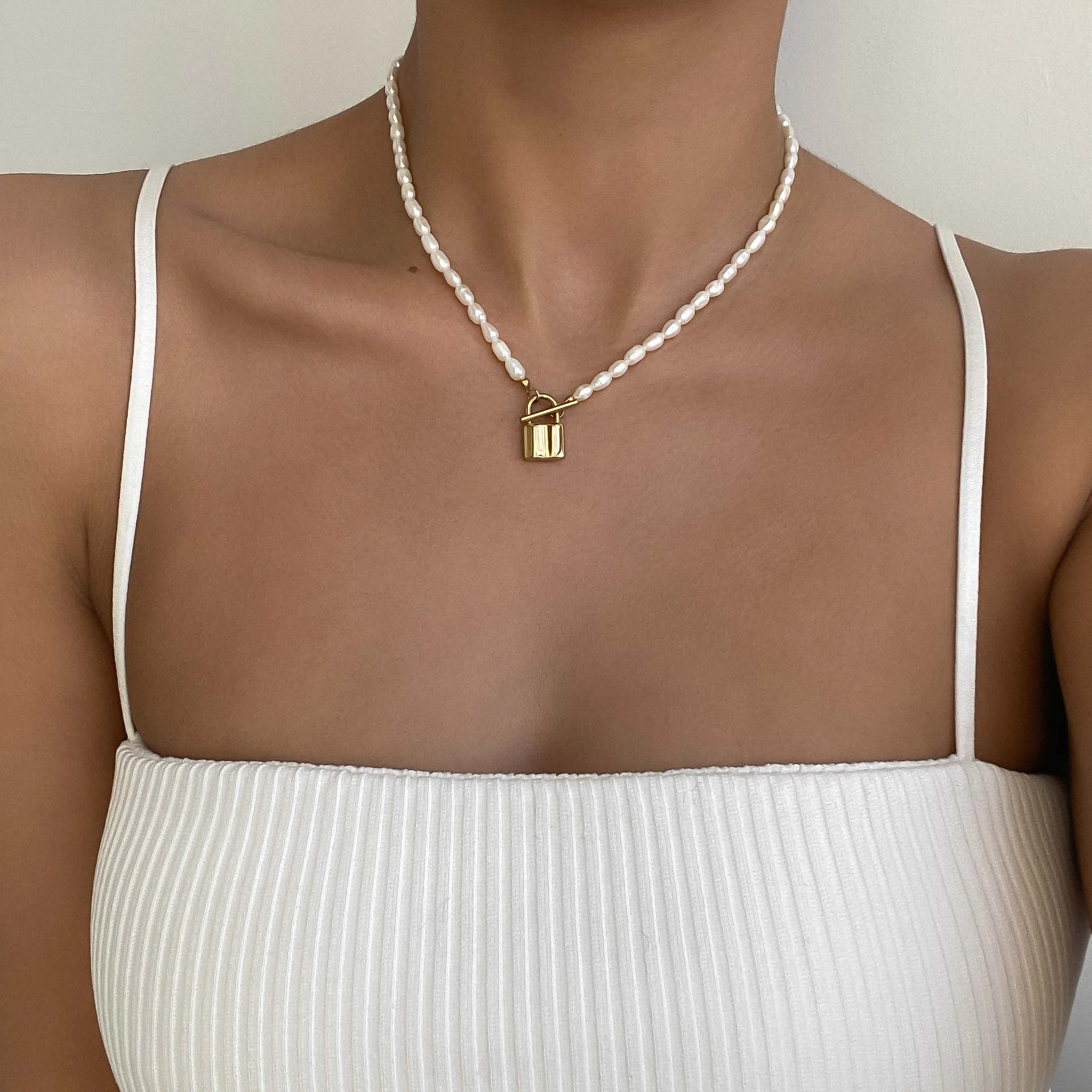 Freya Pearl Lock Necklace