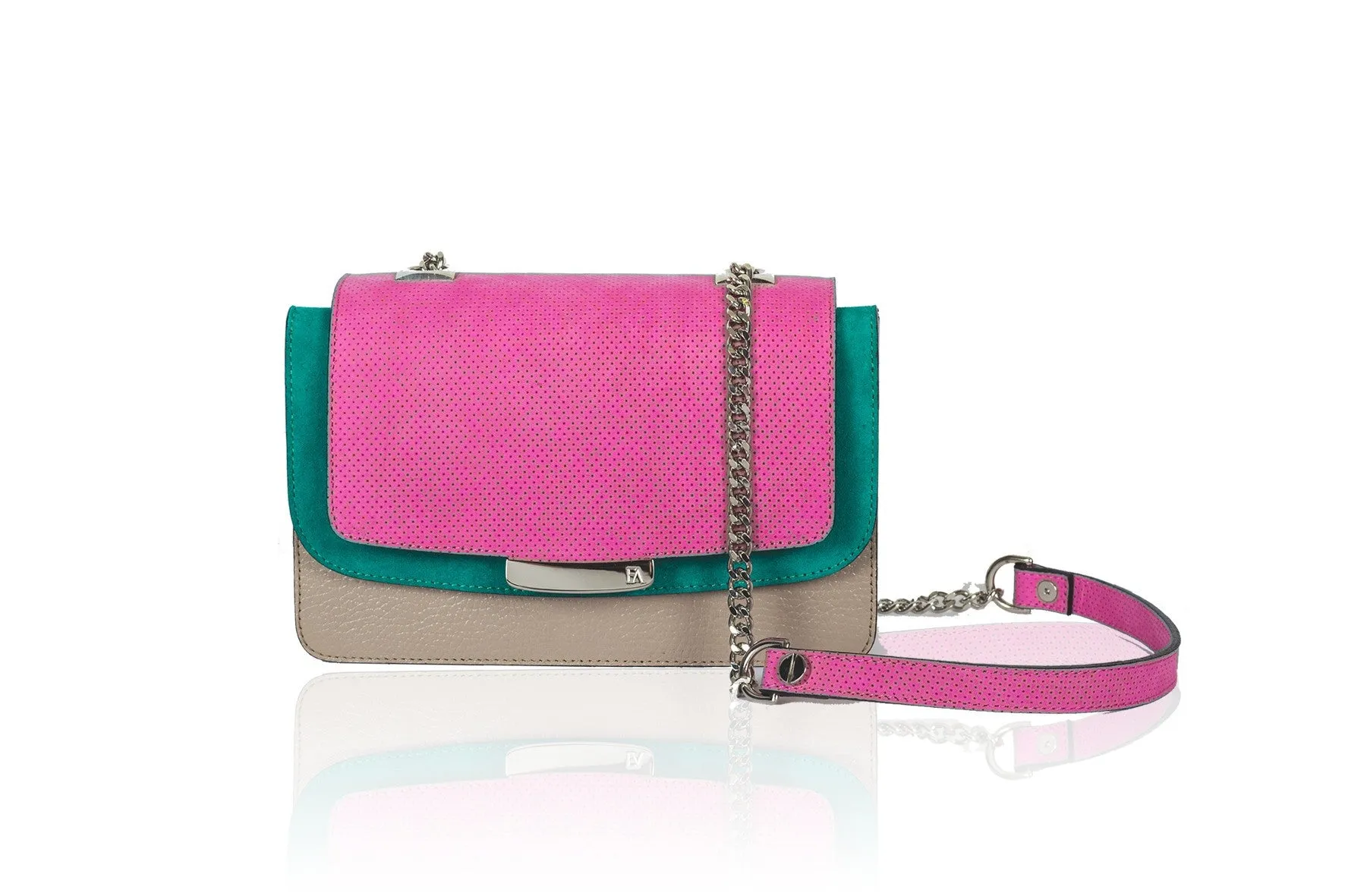 Fuchsia & Greige Mini Jackie O Shoulder Bag