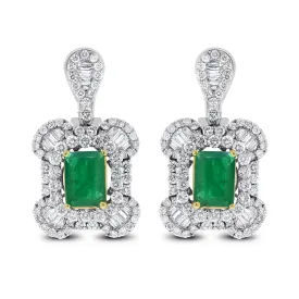 Georgia Emerald Earrings (5.62 ct Emeralds & Diamonds) in White Gold