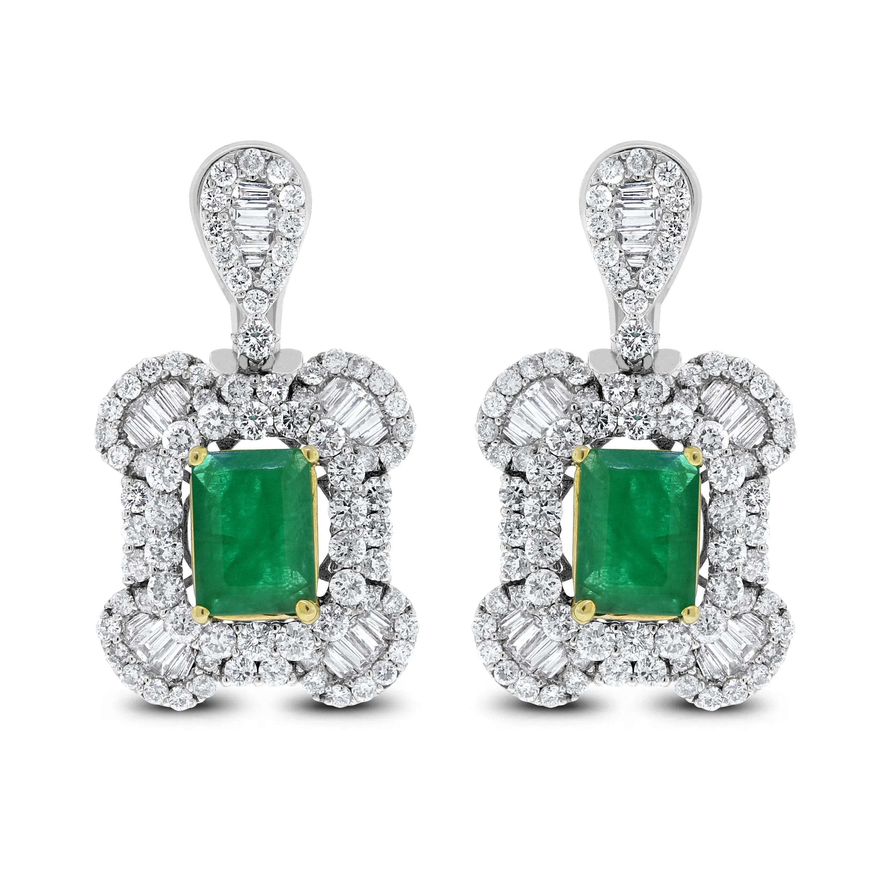 Georgia Emerald Earrings (5.62 ct Emeralds & Diamonds) in White Gold